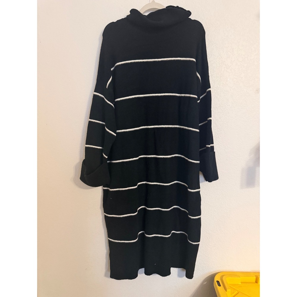 Ava & Viv Black White Striped Turtleneck Sweater Dress XXL NWT F00360767-Q2/24